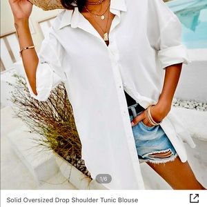 New! Solid Oversized Drop Tunic Blouse